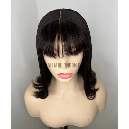 Exclusive 10-Inch 100% Human Hair Bob Wig with Natural Bangs – Limited Edition