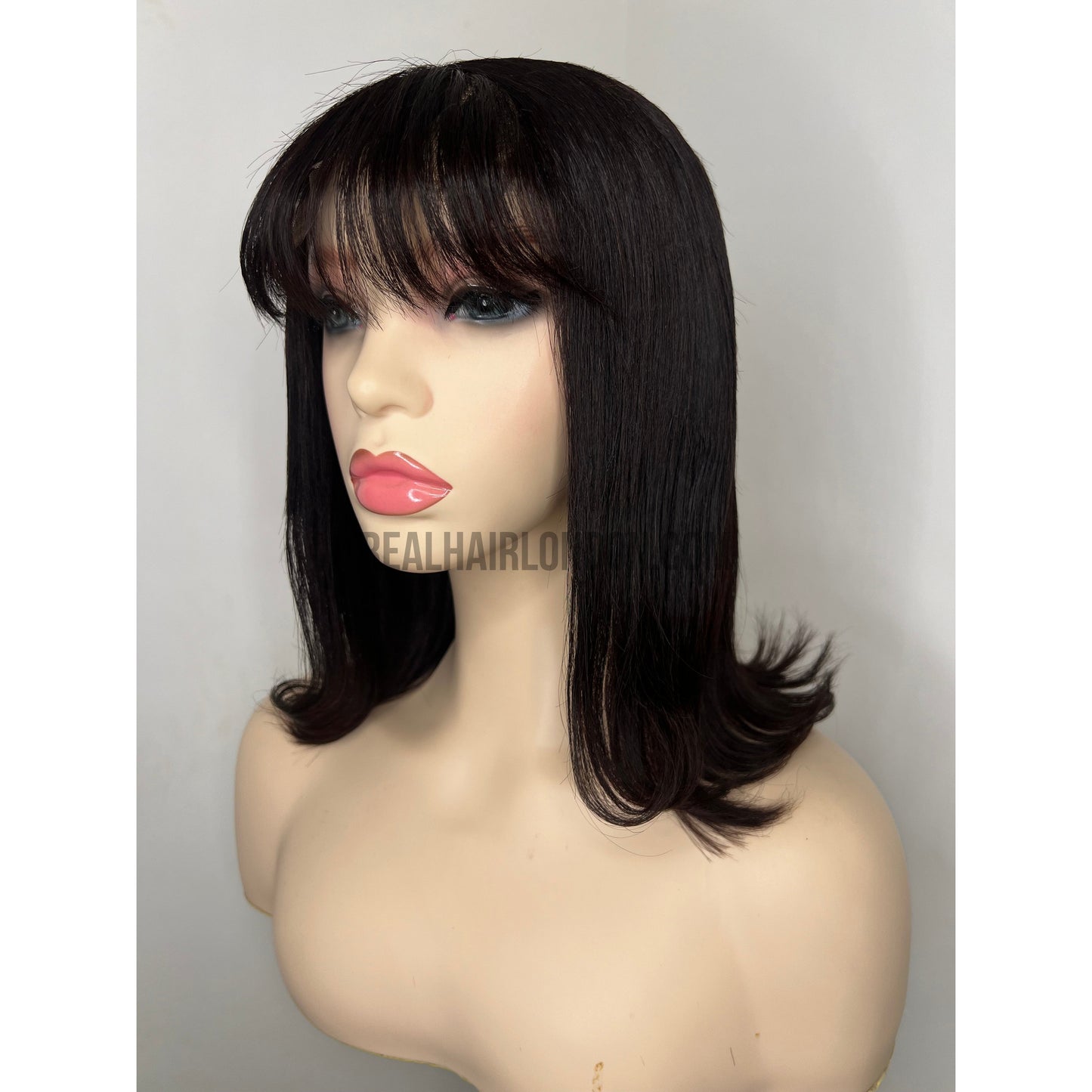 Exclusive 10-Inch 100% Human Hair Bob Wig with Natural Bangs – Limited Edition