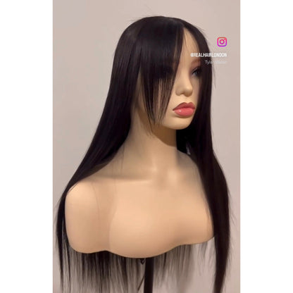 Exclusive Custom Handmade 18” 100% Human Hair Wig – Sleek Elegance with 4”x4” Closure