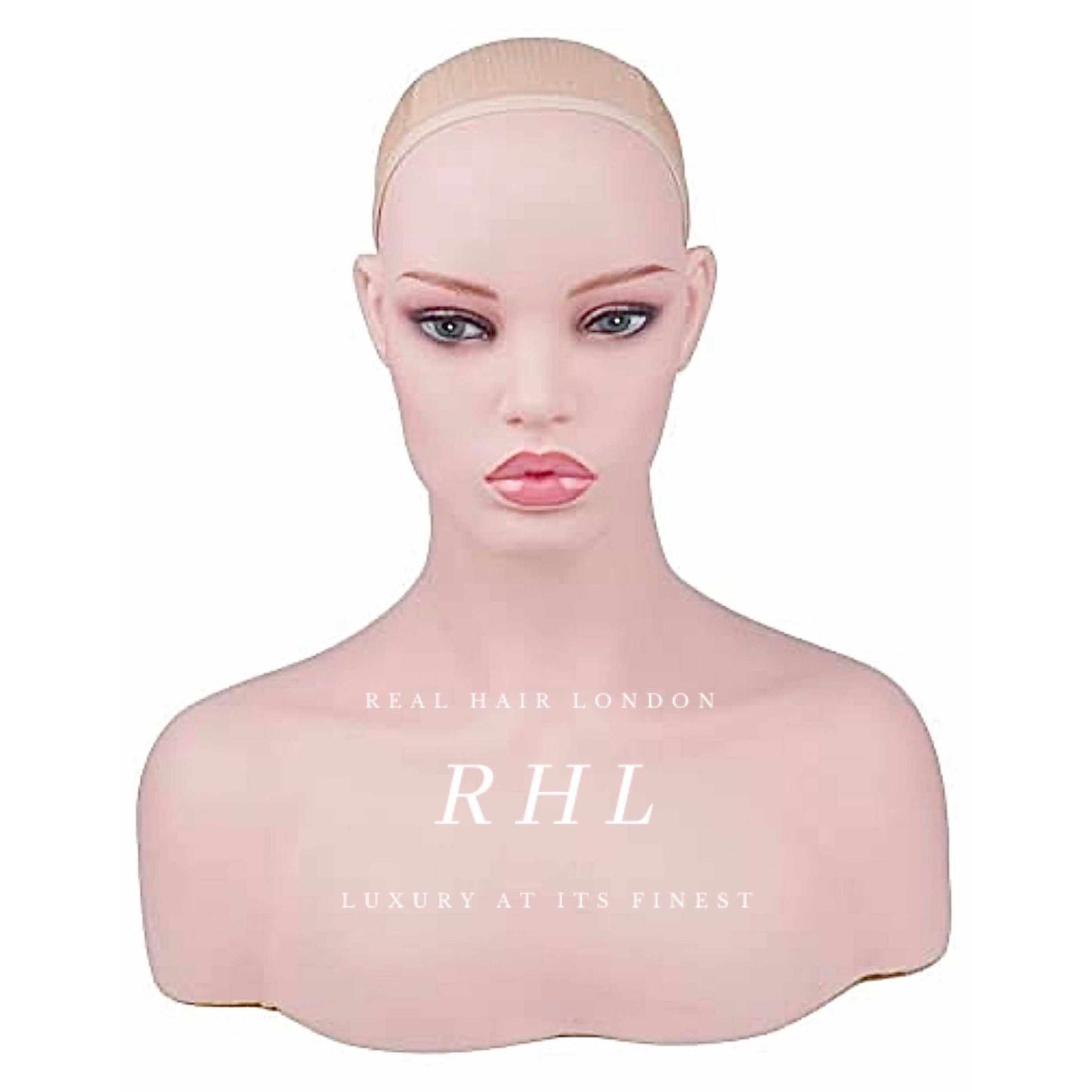 Female Mannequin Head And Bust Pale Skin Tone Realistic Makeup Wig And Jewellery Display Stand-Mannequins-Real Hair London-Real Hair London