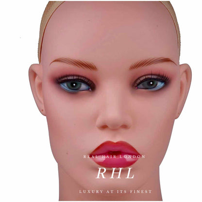 Female Mannequin Head And Bust True Pale Skin Tone Realistic Makeup Wig And Jewellery Display Stand-Mannequins-Real Hair London-Real Hair London