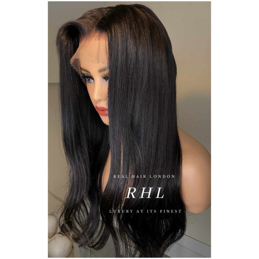 Full Lace Wig EVA | 180% Density | 100% Virgin Indian Remy Human Hair | 12” - 26” In Stock ( Made Of Entire Lace Throughout The Wig Cap ) Wig Strap + Comb Included-Wigs-Real Hair London-12” 1b-180%-Full lace wig medium brown lace-Real Hair London